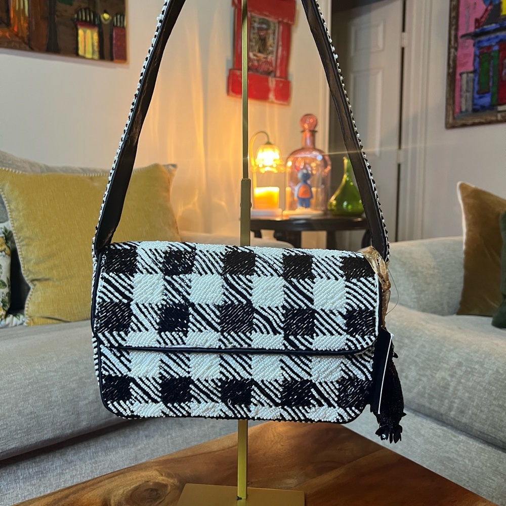 T.J.Maxx Black and White Checkered Shoulder Bag